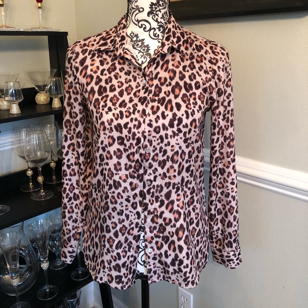 H&M silk cheetah blouse